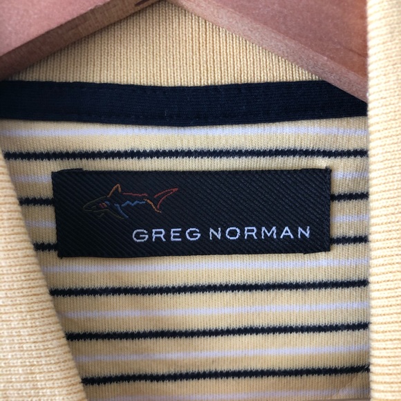 Greg Norman yellow striped polo sz: Med NWT - Picture 3 of 7